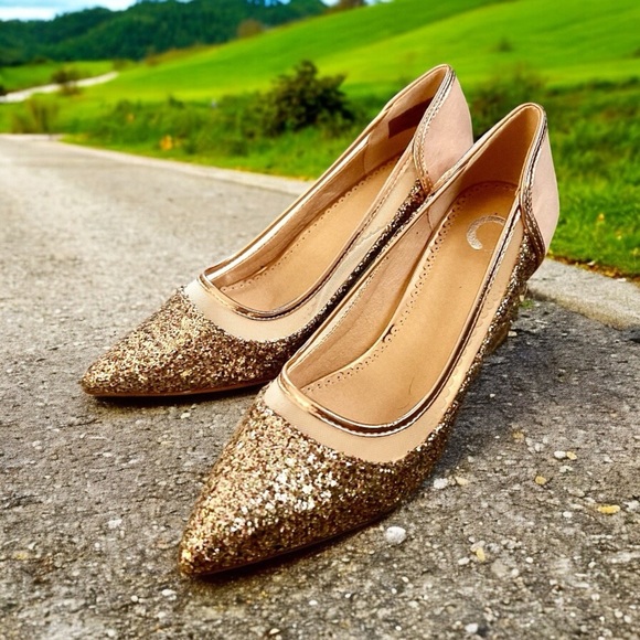 Journey Collection Kalani Elegant Gold Glitter Women's Heels sz 9 nwob - Picture 1 of 5